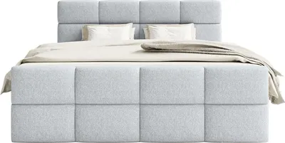 Produktbild von FEDVE Boxspringbett ALZEA aus Chenille-Stoff 160x200 cm, Silber