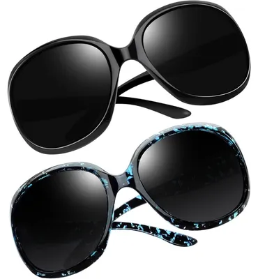 Produktbild von Übergroße Damen Sonnenbrille Polarisiert UV400 Schutz Schwarz/Leopardblau