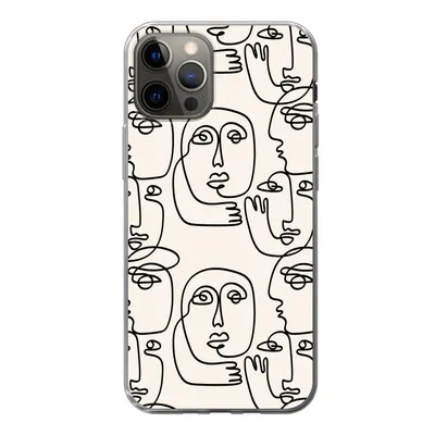 Produktbild von MuchoWow® Handyhülle Schutzhülle Hülle für iPhone 13 Pro Gesicht - Muster - Strichzeichnung Silikon Softcase Handy Hülle - Handy-Tasche