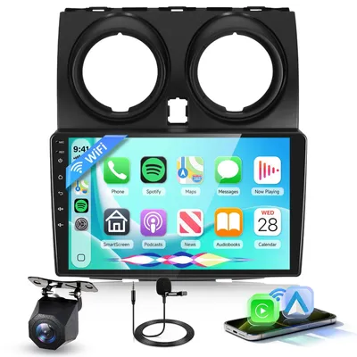 Zdjęcie produktu dla Radio samochodowe Bluetooth o przekątnej 9 cali, przeznaczone do samochodów Nissan Qashqai J10 (lata produkcji 2006-2016), z funkcją bezprzewodowego Carplay