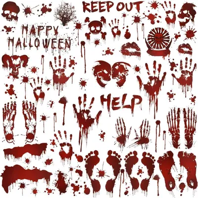 Immagine prodotto di HOWAF Halloween Fensterdeko Blutige Aufkleber Handprints Fußabdrücke