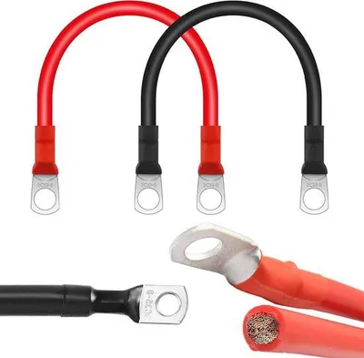 Obrázek produktu pro 2 ks měděných kabelů 2 AWG, délka 30 cm, s robustními svorkami M8, 12 V