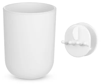 Obrázok produktu pre Držiak na zubnú kefku s háčikom, svetlosivá farba, plast, 7,4 x 10 cm, 1 kus