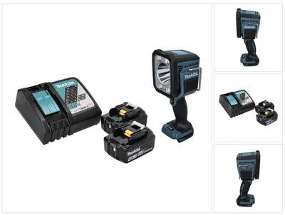 Produktbild von Makita DML 812 RG Akku LED Handstrahler Taschen Lampe 18 V 1250 lm + 2x Akku 6,0 Ah + Ladegerät