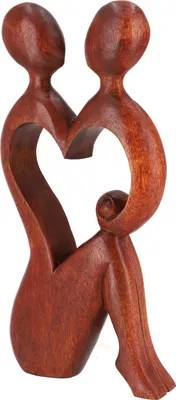Produktbild von Holzfigur, Statue, Deko Objekt Feng Shui 30 cm - Liebe / Dunkelbraun, Dekoobjekte