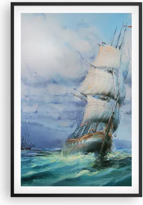 Produktbild von Gerahmtes Poster - Schwarzer Rahmen - Meer Segelschiff - 61x91,5 cm - Wand Bild - Wanddeko - Wandbilder - Kunstposter - Wandposter - Bilderrahmen - Bilder - Kunstdruck - Wandbild - P2BPA61x91-3782