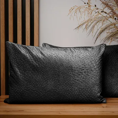 Obrázok produktu pre MG Design, dvojica vankúšových poťahov, 40 x 60 cm, tmavosivá farba, so zipsom, zamatová tkanina s reliéfnym vzorom, príjemná na dotyk a ľahká na údržbu