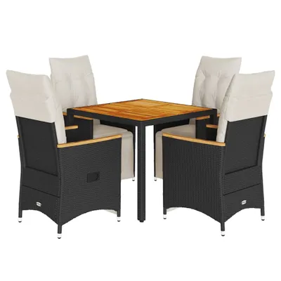 Obrázok produktu pre vidaXL 5-dielny záhradný set s vankúšmi Black Poly Rattan