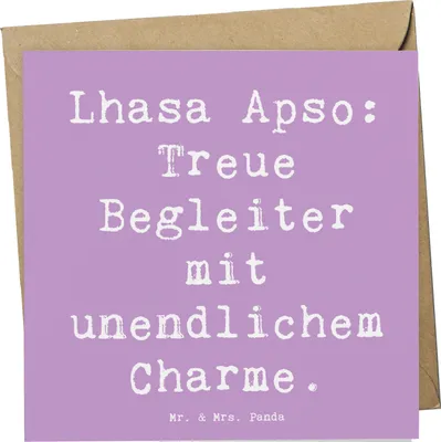 Produktbild von Mr. & Mrs. Panda Grußkarte Spruch Lhasa Apso Treue Begleiter - Lavendeltraum - Geschenk, faltkarte, Glückwunschkarte, anlasskarte, charmanter Hund, freundlich, mutiger