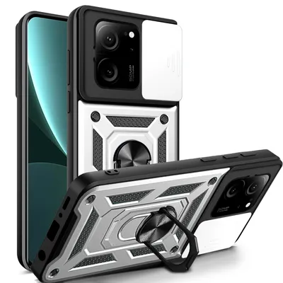 Produktbild von Outdoor Panzer Hülle Xiaomi 13T / 13T Pro Handyhülle Kameraschutz Ringhalter Silber