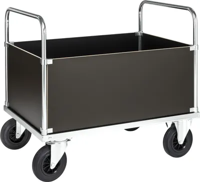 Produktbild von Kongamek Kastenwagen, verzinkt 1000x700x900mm mit Ladefläche und 4 Wänden mit Gummibereifung und Bremse