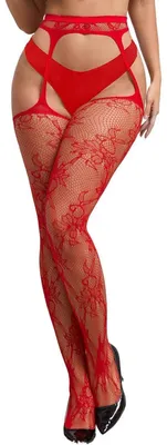 Produktbild von Strumpfhosen Damen Ouvert mit offenem Schritt, rot, Größe XS-M