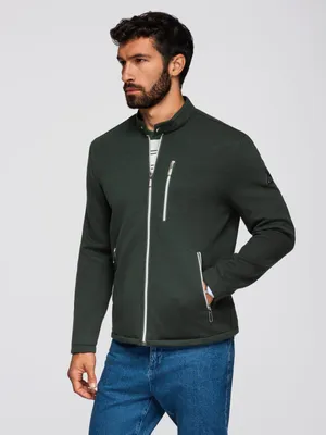 Obrázok produktu pre Ombre Clothing Pánska biker bunda Mataitoga tmavo zelená L