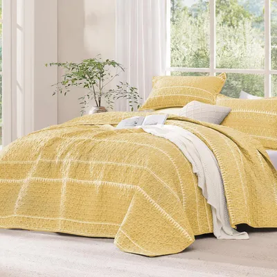 Produktbild von Gelbes Quilt Set King - 3-teiliges Bohemian Bettüberwurf 106x96 Zoll
