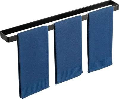 Productafbeelding van Handdoekhouder zonder boren, zwart. Handdoekstang zonder boren, zelfklevend
