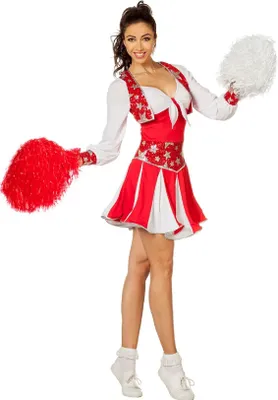 Produktbild von W4182-A-42 rot-weiß Damen Cheerleader Tänzer Trikot Kostüm Gr.42