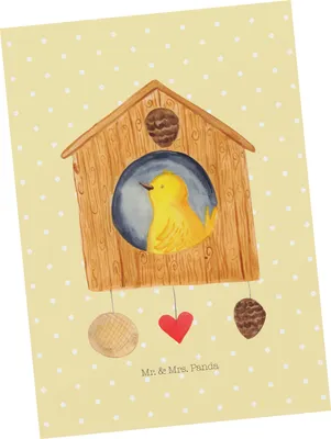 Produktbild von Mr. & Mrs. Panda bildkarte Vogel Haus - Gelb Pastell - Geschenk, Familie, Postkarte, Wohnung, Castle, Postkarten, Grußkarte, Ansichtskarten, Zuhause, Fotokarte