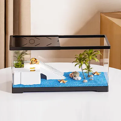 Productafbeelding van Schildpaddenaquarium - Bodemdraineer - 40 x 20 x 22,5 cm - Zwart