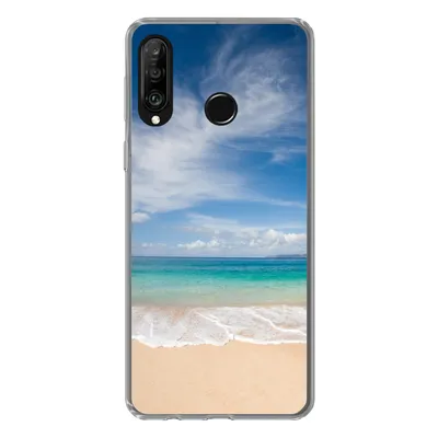 Produktbild von MuchoWow® Handyhülle Schutzhülle Hülle für Huawei P30 Lite Ein tropischer Strand auf Hawaii, an dem die Wellen an Land gespült werden Silikon Softcase Handy Hülle - Handyhülle