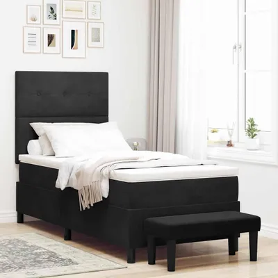Obrázok produktu pre Maison Exclusive - Posteľ s pružinovým rámom s matracmi Čierna 90 x 190 cm Zamat