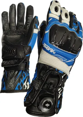 Produktbild von MUGENRACE Cowy Motorrad Handschuhe, schwarz/weiß/blau, XL