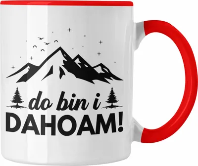Produktbild von Trendation - Wandern Tasse Geschenk Do Bin I Dahoim Geschenk Berge Wanderer Geschenkidee (Rot)