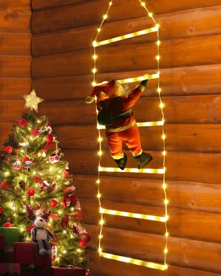 Productafbeelding van Led-kerstman, ladder, lichtketting, 0,75 m, led-kerstverlichting met timer