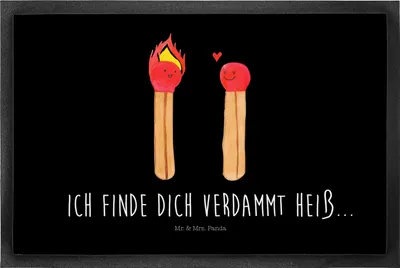 Produktbild von Mr. & Mrs. Panda fußmatte Streichhölzer 50 x 75 cm - Schwarz - Geschenk, Liebesbeweis, Schmutzfangmatte, Liebesgeschenk, Bodenvorleger, Gummimatte, Türvorleger, Freundin