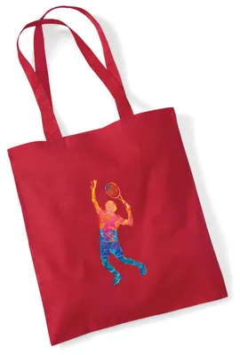 Produktbild von Huuraa Jutebeutel Tennis Spieler bunte Silhouette 10 Liter Classic Red Baumwolle Tasche Geschenkidee