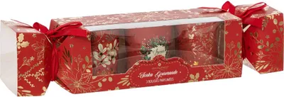 Produktbild von 3er-set duftkerzen 45 g mit rot bedrucktem glastopf - Feeric Lights & Christmas