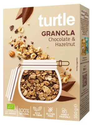 Produktbild von GRANOLA SCHOKOLADE – HASELNÜSSE GLUTENFREI 350 g – TURTLE
