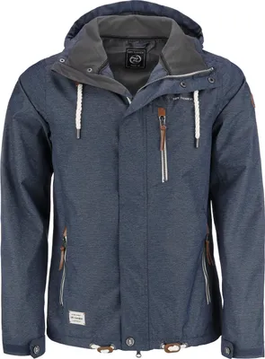 Produktbild von Dry Fashion Herren Funktionsjacke Husum – Outdoor Jacke Herren Reißverschluss Jacke Atmungsaktiv Winddicht Wasserdicht in Navy Melange Größe S