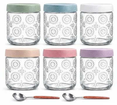 Productafbeelding van Set van 6 Glazen Flessen met Deksel voor Maaltijdpreparatie