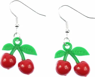 Produktbild von Kirschen Ohrringe Miniblings Hänger Cherry Kirsche Rockabilly 3D rot Kunststoff