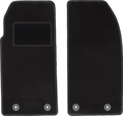 Produktbild von Velours-Fußmatten Vorne passend für Peugeot 205 (Cabrio, Bj. 1983-1998) –  schwarz, passgenau, mit Befestigungen set 2 Stk. - STANDARD