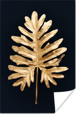 Produktbild von MuchoWow® Poster Gold - Schwarz - Blatt 20x30 cm - Papierdruck