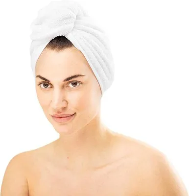 Produktbild von Famanu Haarturban 2er Set - 100% Baumwolle, schnelltrocknend, weiß