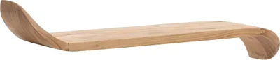 Wandregal Mango 100cm mit geschwungenen Enden in Braun, Gesamtansicht von der Seite.
