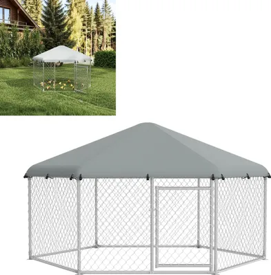 Produktbild von XMTECH Hühnerauslauf 280x250x165 cm Robuster Geflügelstall mit Stahlrahmen, Sonnenschutzdach & Tür für Hühner