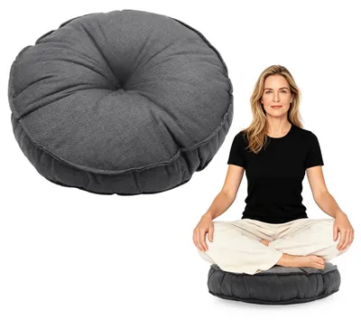 Rundes Sitzkissen, 45 cm, dunkelgrau, für Wohnzimmer & Outdoor