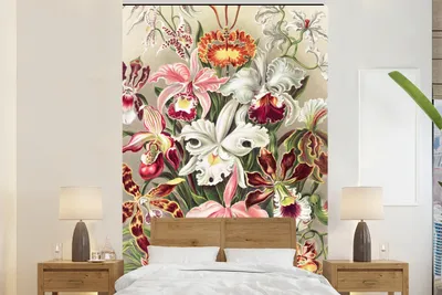 Produktbild von MuchoWow® Fototapete für Wohnzimmer oder Schlafzimmer Wandtapete Vinyl Motivtapete Blumen - Ernst Haeckel - Jahrgang - Orchidee - 160x240 cm - Vinyltapete