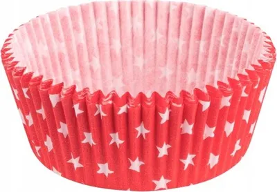 Zdjęcie produktu dla foremki papierowe 60szt. do muffinek 50x25mm CZERWONE W  GWIAZDKI | 23-34