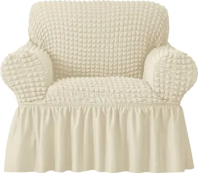 Obrázek produktu pro Stretch Sofa Cover Sofa Seat Cushion Cover Pleated Ruffle Skirt Sofa Cover European Style Chair Cover(1-Seater, Beige)