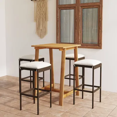 Produktbild von The Living Store 5-tlg. Gartenbar-Set mit Kissen Braun