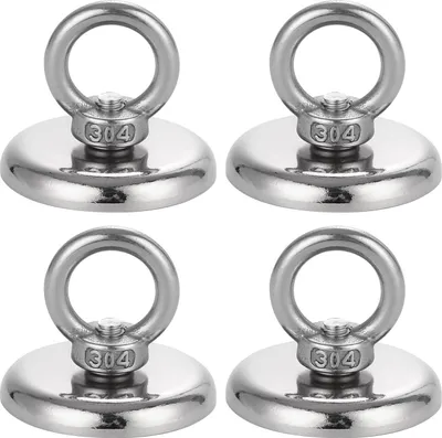 Neodymium Magnete 4er Set, 50 kg, 42 mm, für Magnetfischen