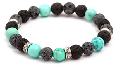 Produktbild von Perlenarmband aus Lavastein und Tü rkis MINK100/18