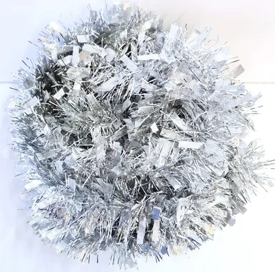 Produktbild von Lametta 5m Girlande Weihnachten Weihnachtsgirlande Christbaumschmuck Deko Breit LMT11 Silber