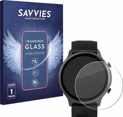 Produktbild von Savvies Schutzglas für Hama Fit Watch 6910 Displayschutz 9H Glas klar transparent