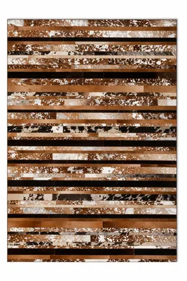 Imagen del producto de Alfombra Bombay, 240x170 cm, color marrón-beige-. Hecha a mano. Alfombra exclusiva de patchwork de cuero