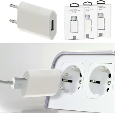 Produktbild von USB-A Schnellladegerät 3er Set 5V 1A 20Watt 220V 56-60 HZ Kunststoff weiß Netzteil Netzstecker Netzladeadapter
